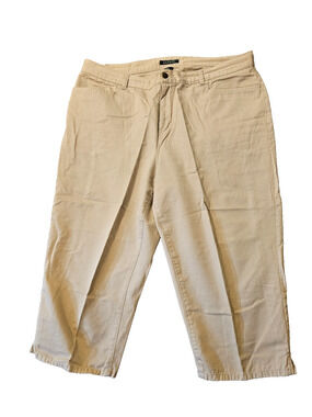 Lauren Ralph Lauren Womens Khaki Capri Twill Pants Chino Cropped Plus 18W